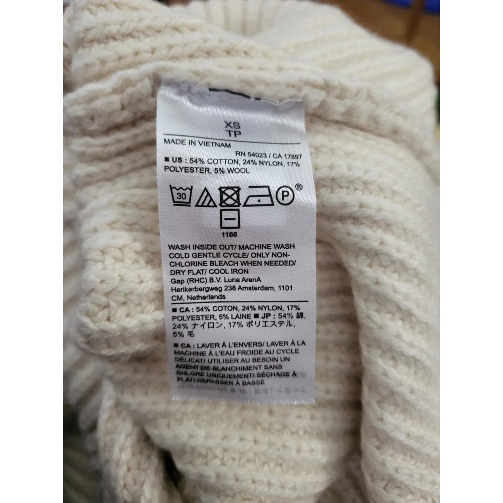 Banana‎ Republic Mock Neck Sleeveless Tunic Sweater Vest White XS Cotton Blend